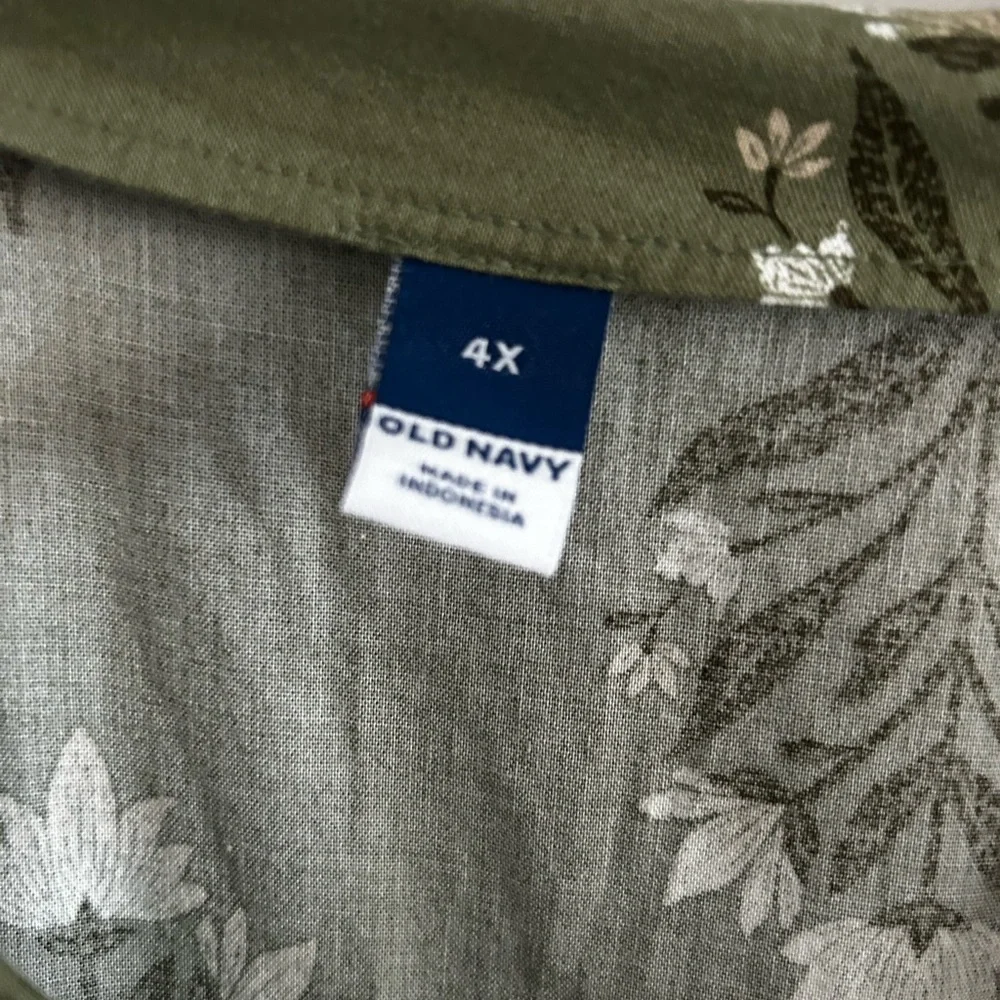 Old Navy Olive Green and White Floral Dress - Picture 2 of 2